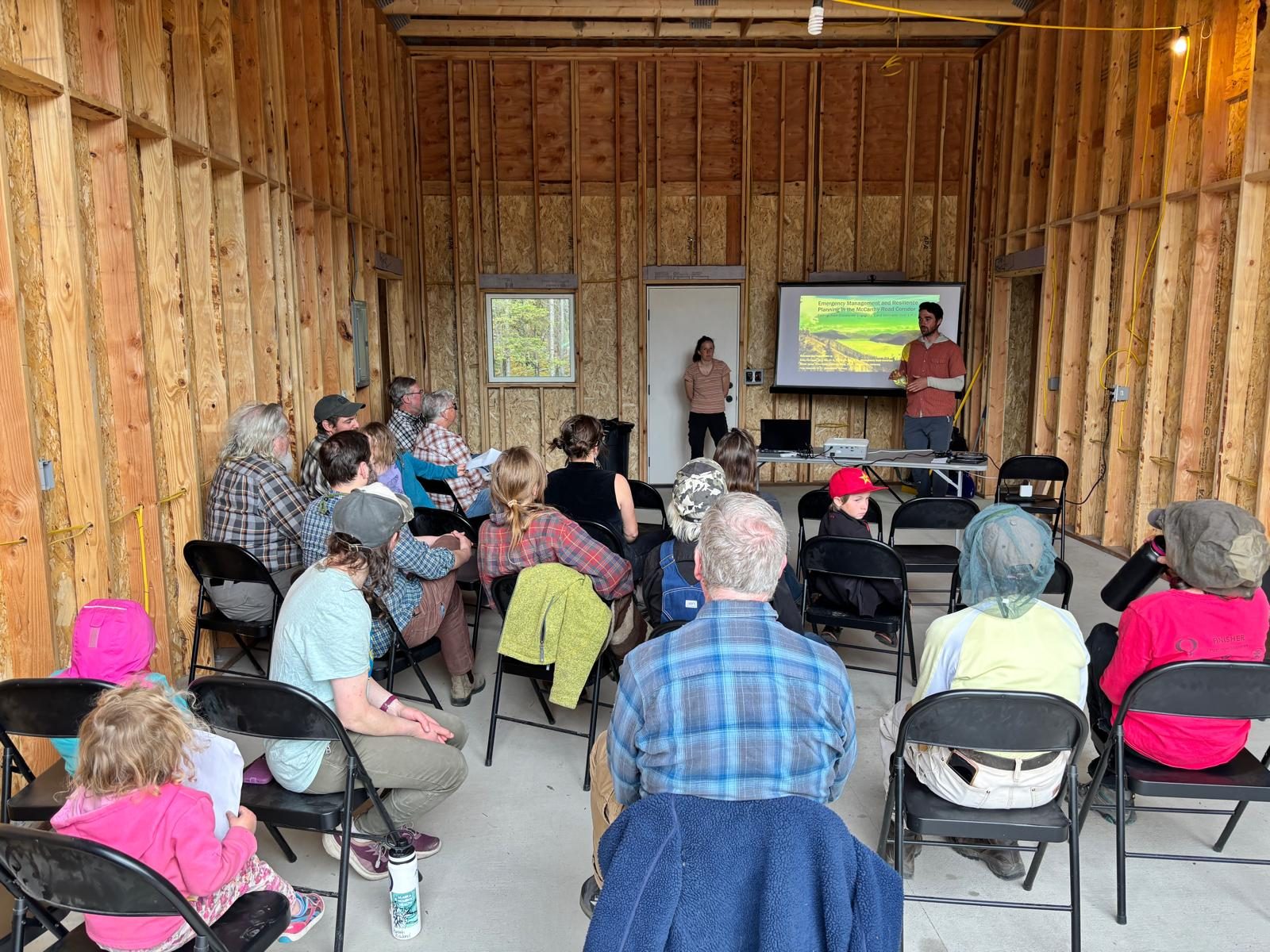 Community meeting in McCarthy, Alaska, presenting emergency management findings